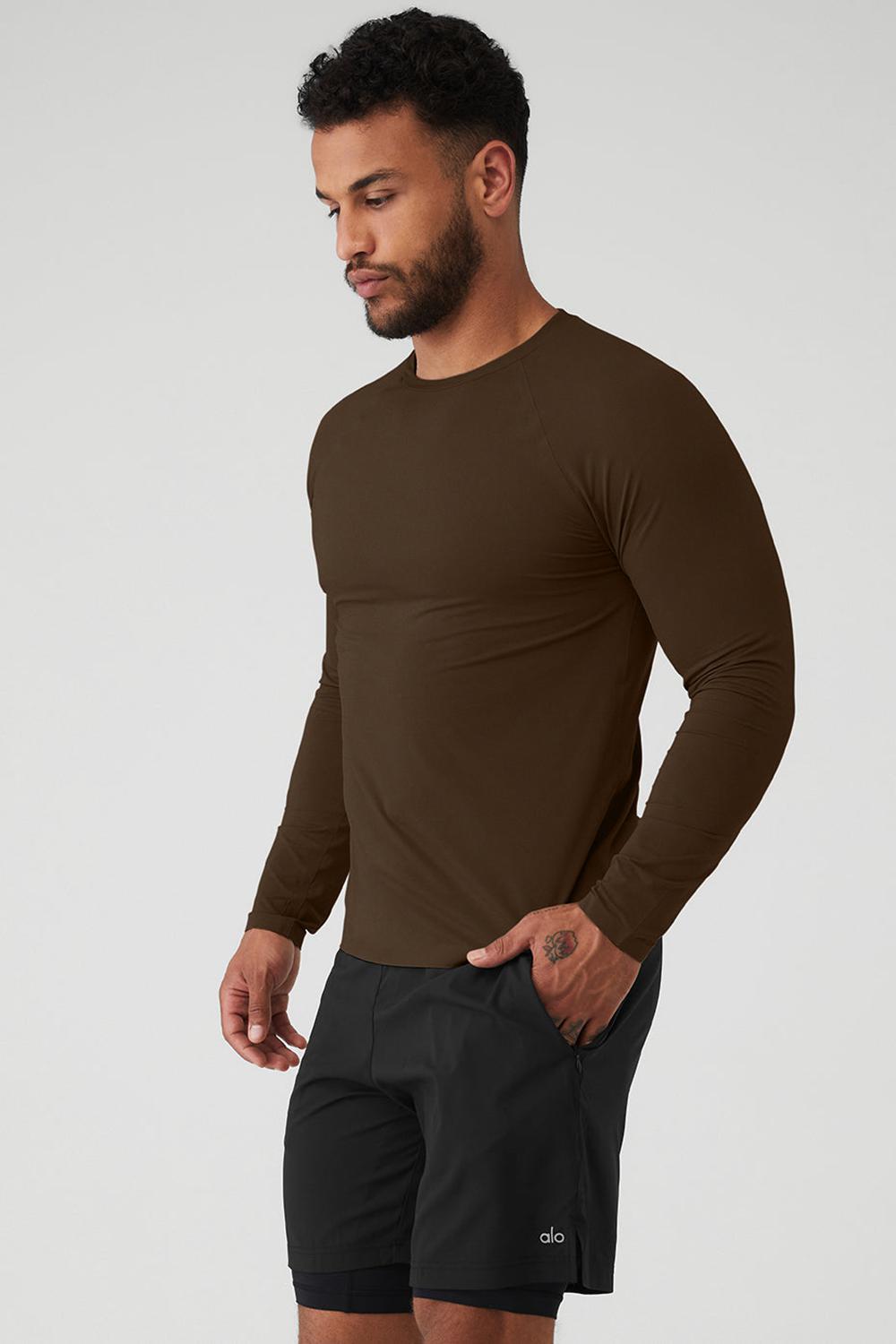 Alo Yoga Idol Long Sleeve Performance Uomo Tee Espresso | Italia  KQZ-854679