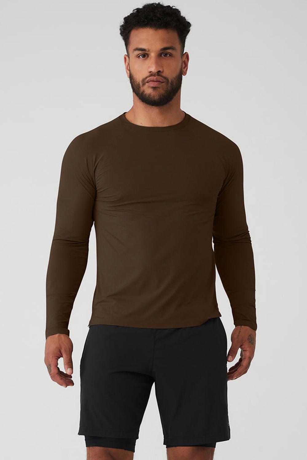 Alo Yoga Idol Long Sleeve Performance Uomo Tee Espresso | Italia  KQZ-854679