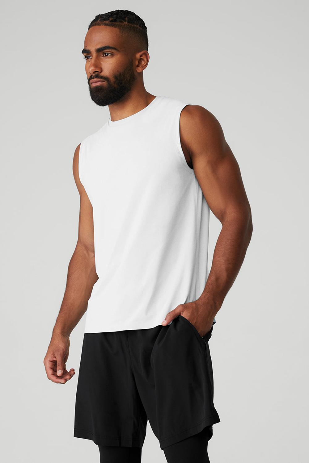 Alo Yoga Idol Performance Uomo Tank Bianche | Italia  XWP-378691