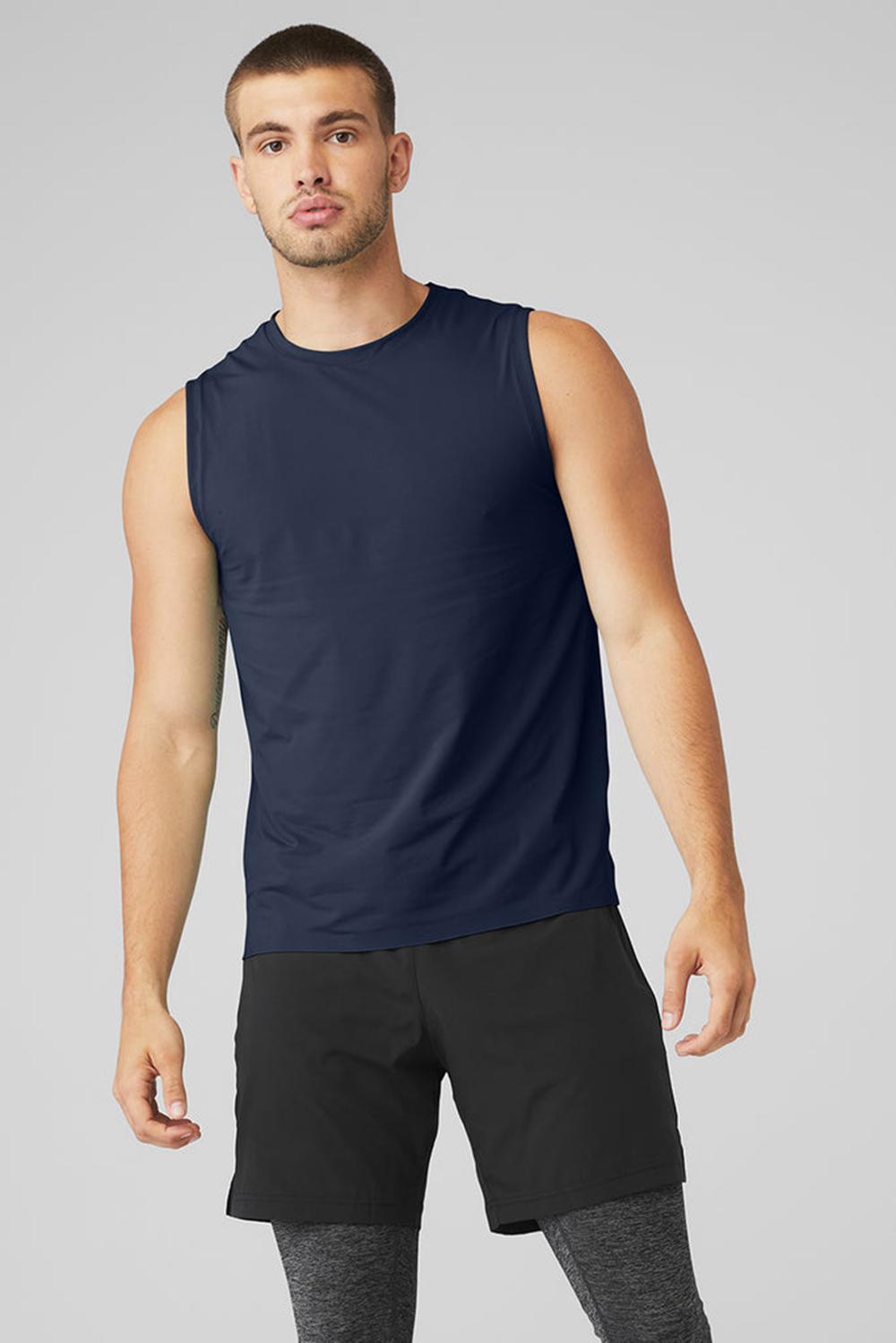 Alo Yoga Idol Performance Uomo Tank Blu Marino | Italia  WBY-163709