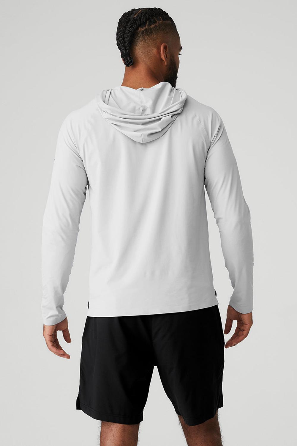 Alo Yoga Idol Runner Uomo Felpa con Cappuccio Titanium | Italia  QRC-145973