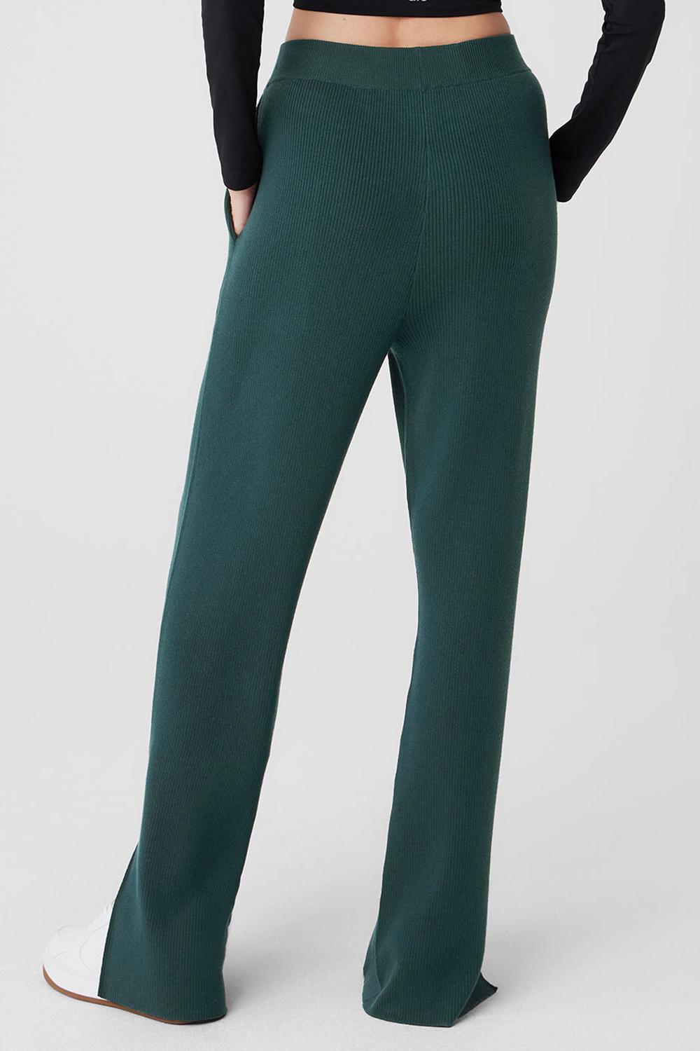 Alo Yoga Knit High-Waist Salana Wide Leg Donna Pant Verdi | Italia  LXY-283769