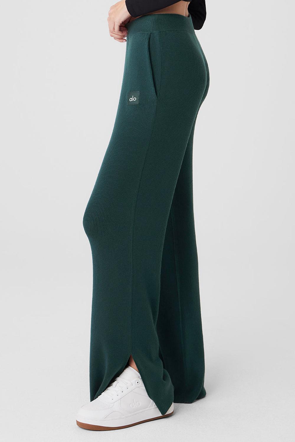 Alo Yoga Knit High-Waist Salana Wide Leg Donna Pant Verdi | Italia  LXY-283769