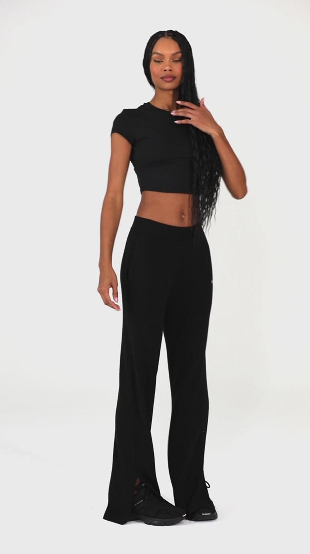 Alo Yoga Knit High-Waist Salana Wide Leg Donna Pant Verdi | Italia  LXY-283769