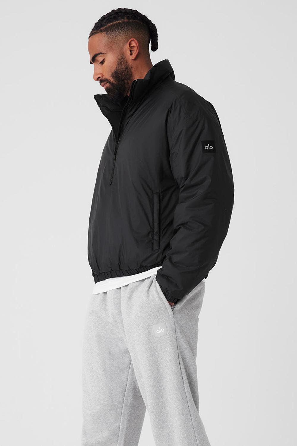 Alo Yoga Latitude Light Weight 1/2 Zip Pullover Uomo Giacca Nere | Italia  ZEC-502619