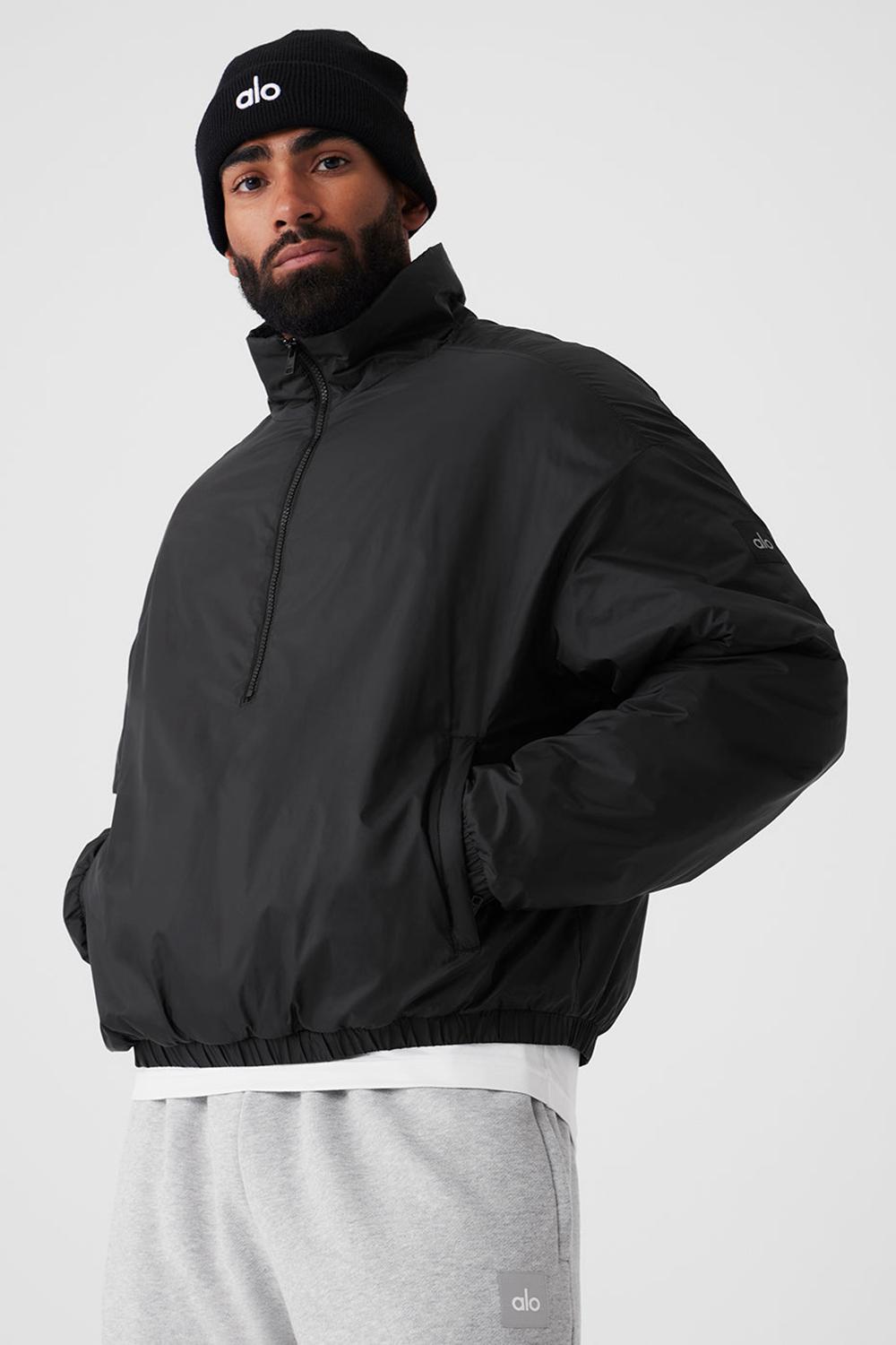 Alo Yoga Latitude Light Weight 1/2 Zip Pullover Uomo Giacca Nere | Italia  ZEC-502619