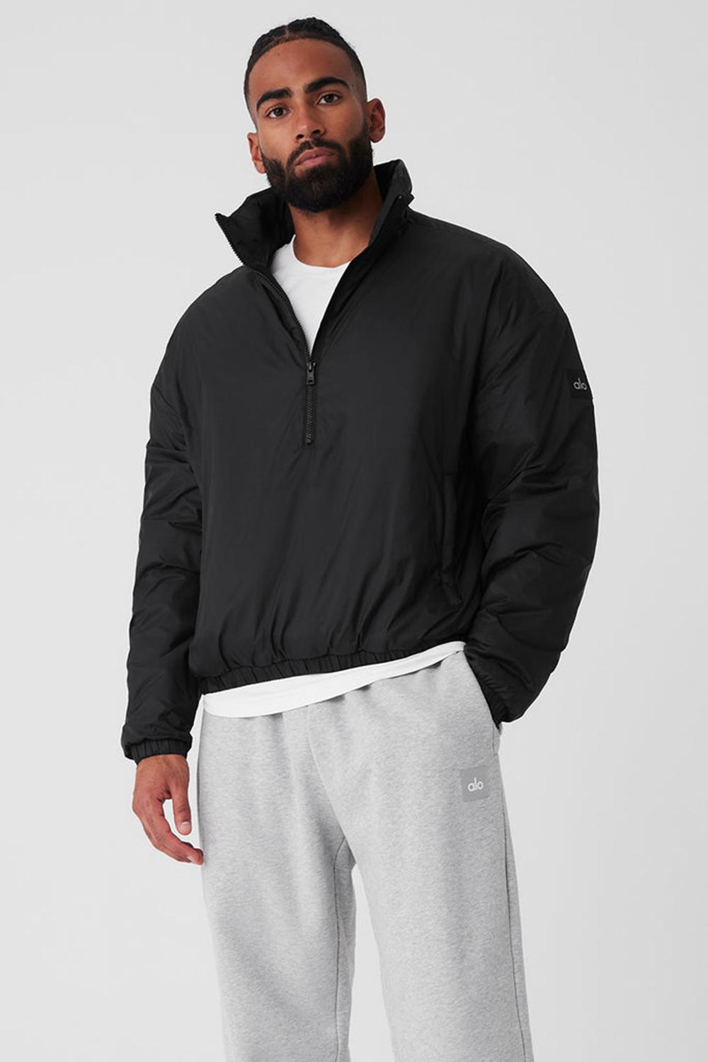 Alo Yoga Latitude Light Weight 1/2 Zip Pullover Uomo Giacca Nere | Italia  ZEC-502619