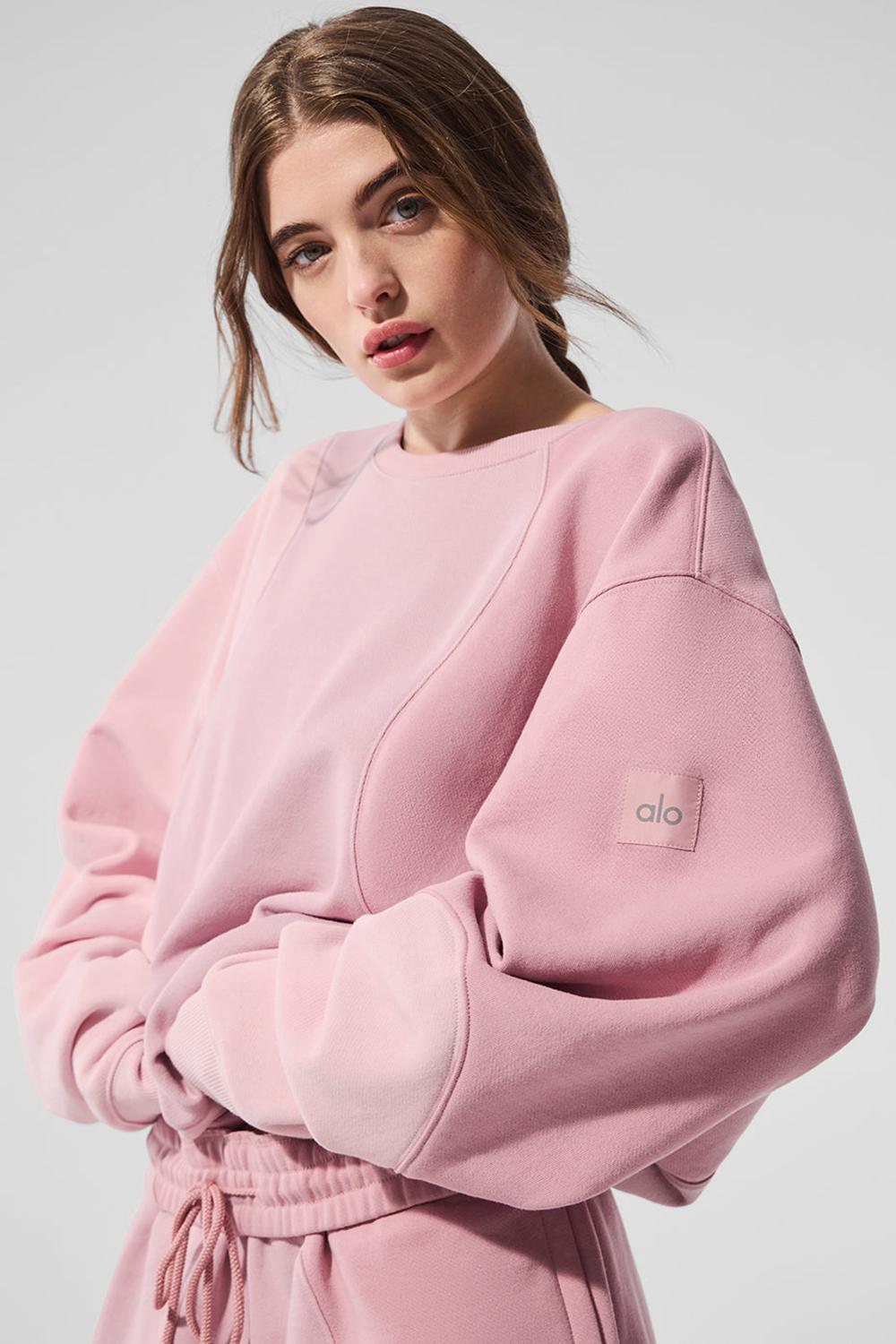 Alo Yoga Make Waves Crew Neck Donna Pullover Rosa | Italia  XJM-376490