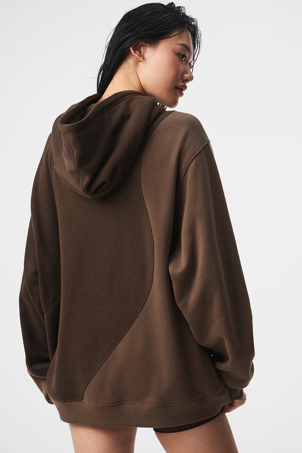 Alo Yoga Make Waves Donna Felpa con Cappuccio Espresso Tonal | Italia  DYP-057169