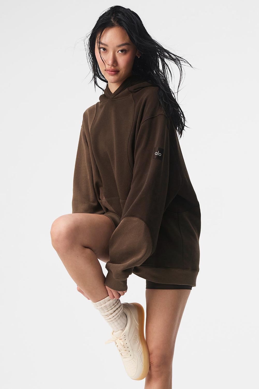 Alo Yoga Make Waves Donna Felpa con Cappuccio Espresso Tonal | Italia  DYP-057169