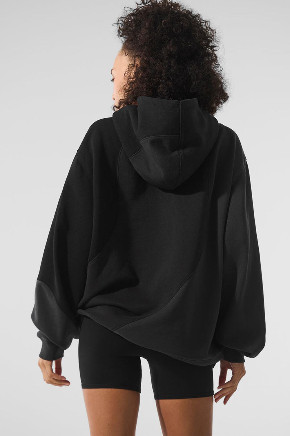Alo Yoga Make Waves Donna Felpa con Cappuccio Nere | Italia  BWU-690834