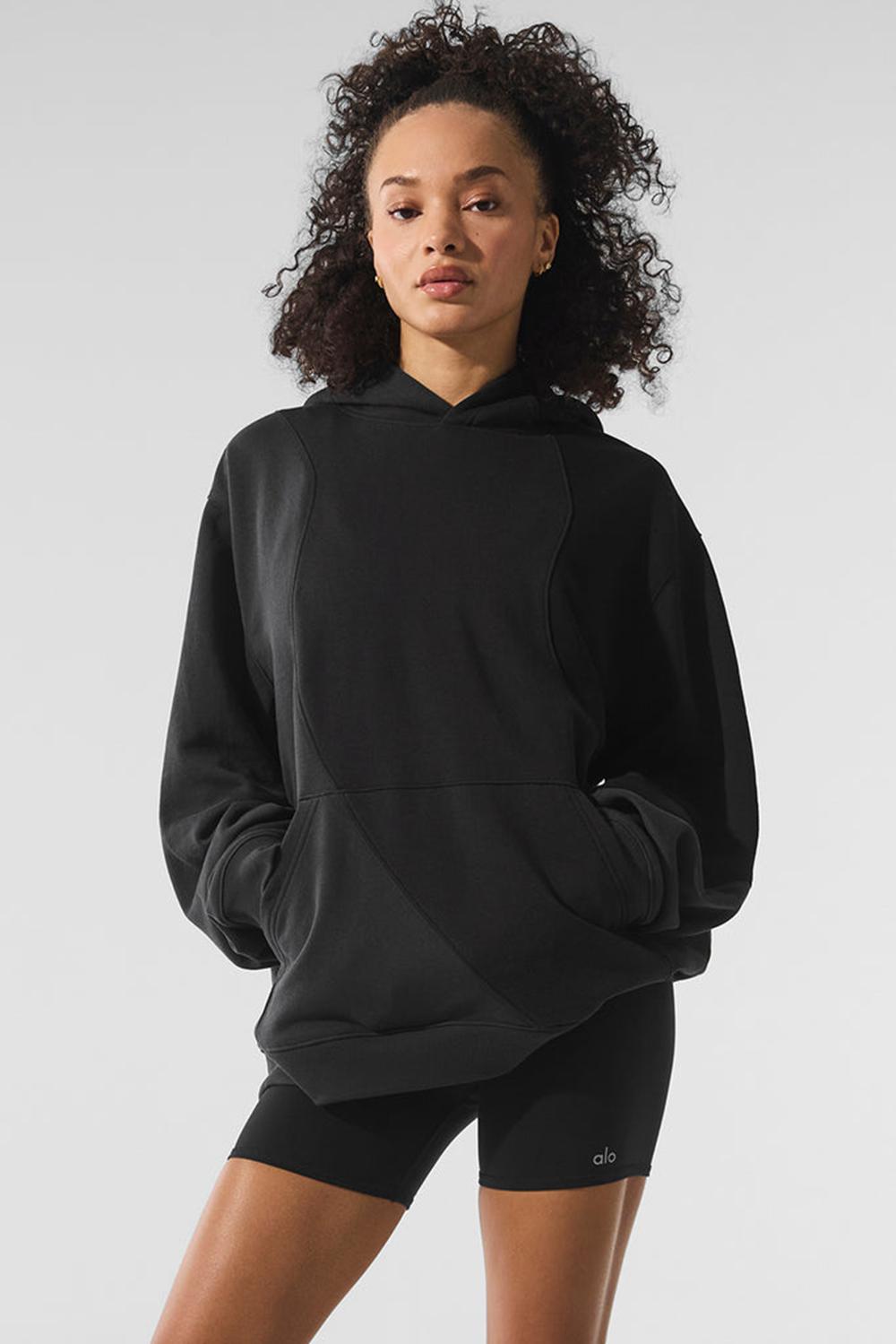 Alo Yoga Make Waves Donna Felpa con Cappuccio Nere | Italia  BWU-690834