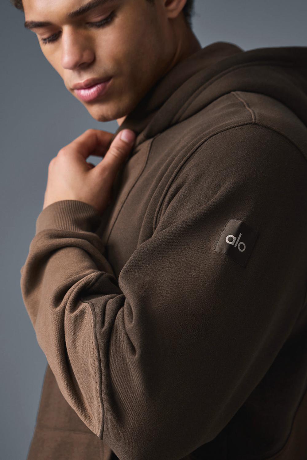 Alo Yoga Make Waves Uomo Felpa con Cappuccio Espresso Tonal | Italia  OUN-690812