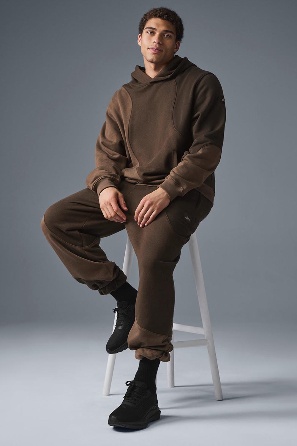 Alo Yoga Make Waves Uomo Felpa con Cappuccio Espresso Tonal | Italia  OUN-690812