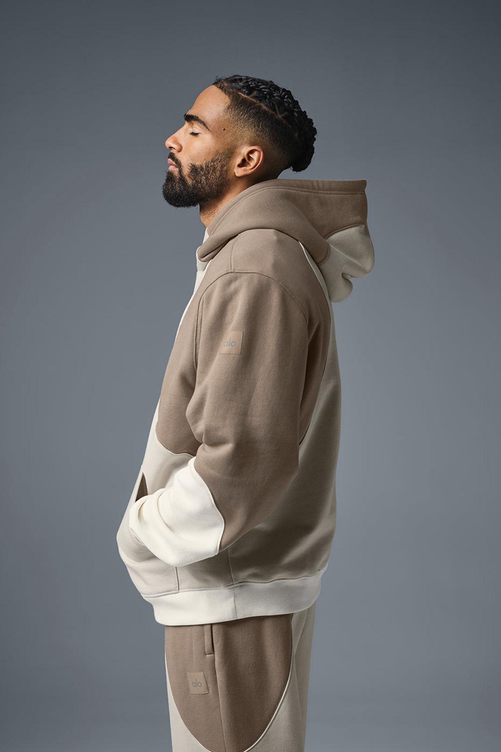 Alo Yoga Make Waves Uomo Felpa con Cappuccio Ivory / Bone / Gravel | Italia  IMF-857923