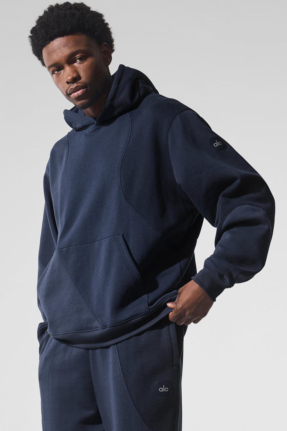 Alo Yoga Make Waves Uomo Felpa con Cappuccio Blu Marino | Italia  ZNB-863209