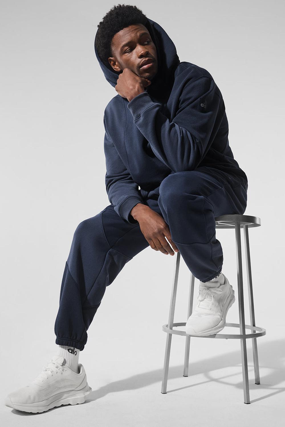 Alo Yoga Make Waves Uomo Felpa con Cappuccio Blu Marino | Italia  ZNB-863209