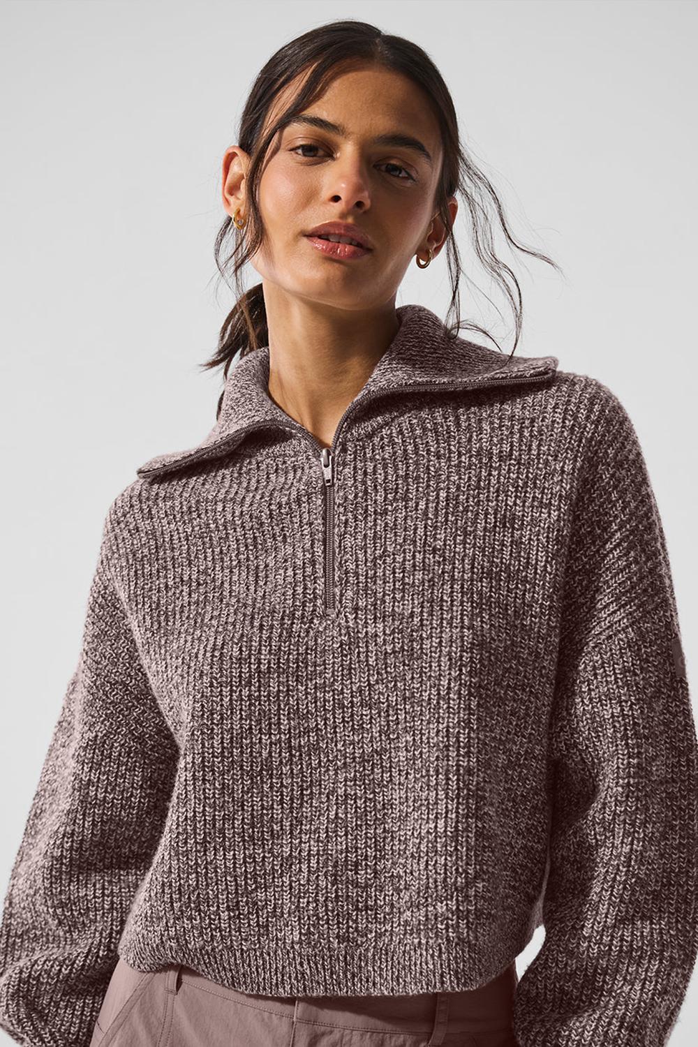 Alo Yoga Marl 1/4 Zip Donna Pullover Mushroom Marl | Italia  JMK-279483