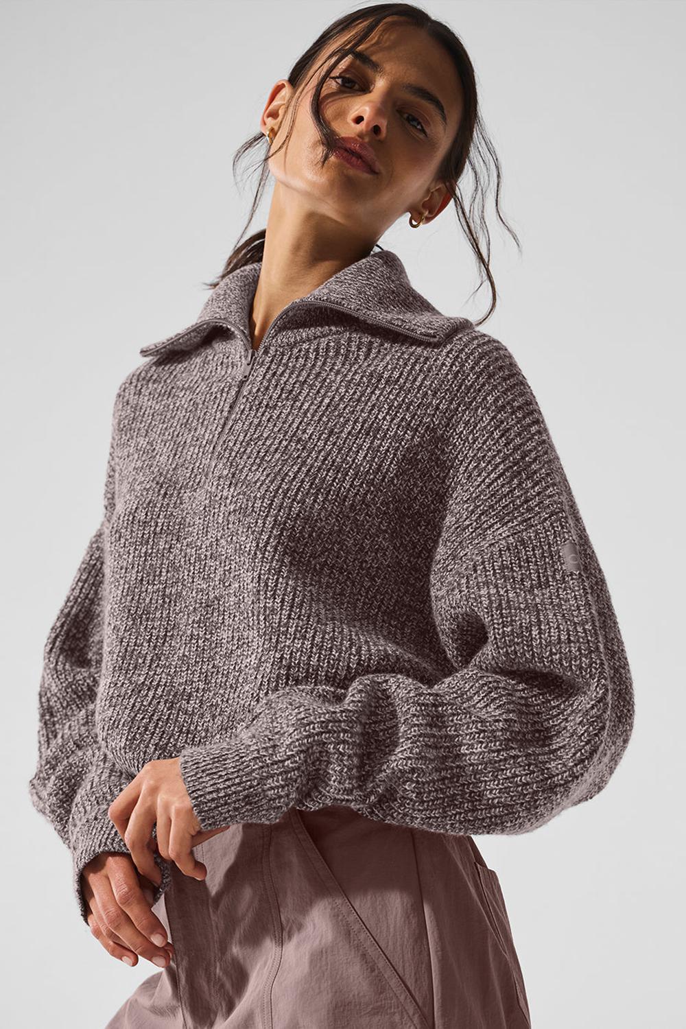 Alo Yoga Marl 1/4 Zip Donna Pullover Mushroom Marl | Italia  JMK-279483