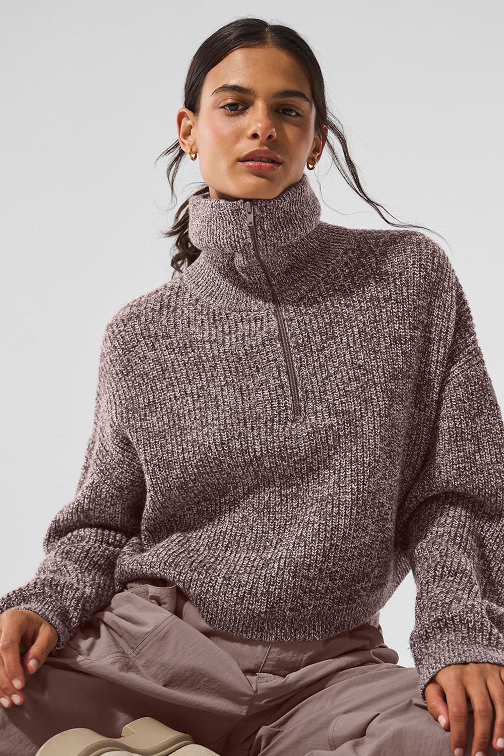 Alo Yoga Marl 1/4 Zip Donna Pullover Mushroom Marl | Italia  JMK-279483