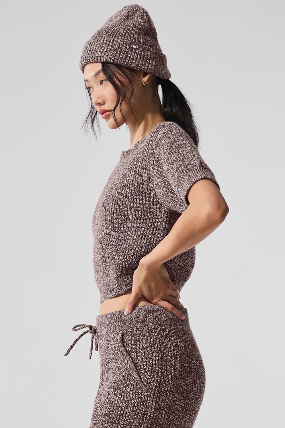 Alo Yoga Marl Donna Short Sleeve Mushroom Marl | Italia  QKB-365180