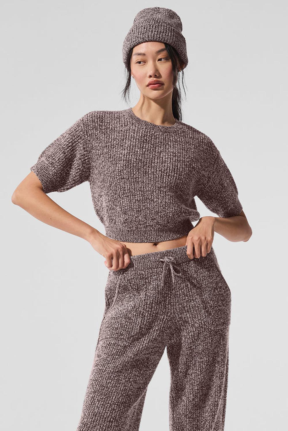 Alo Yoga Marl Donna Short Sleeve Mushroom Marl | Italia  QKB-365180