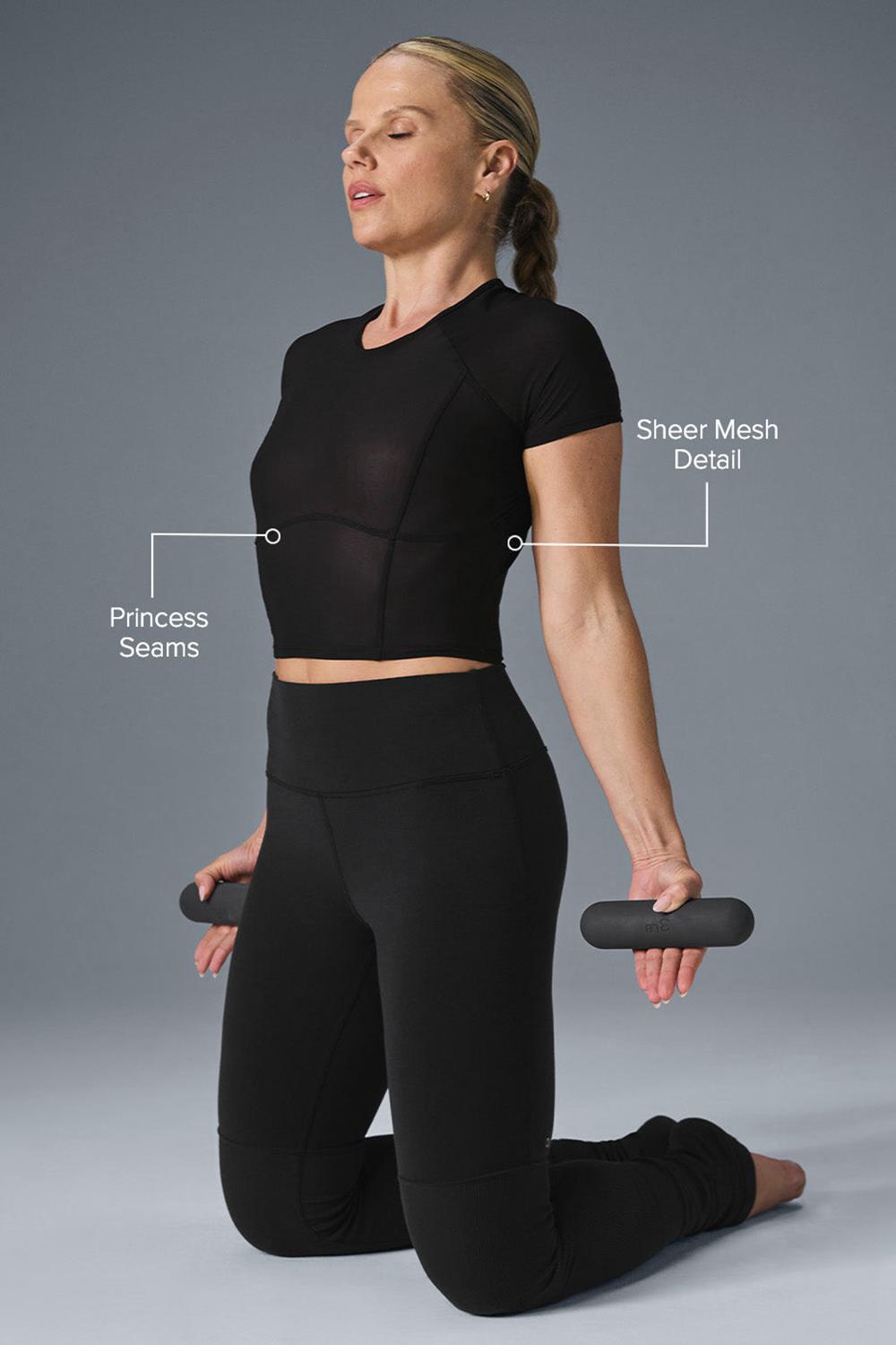 Alo Yoga Mesh Cropped Tempo Donna Short Sleeve Nere | Italia  ABY-679514
