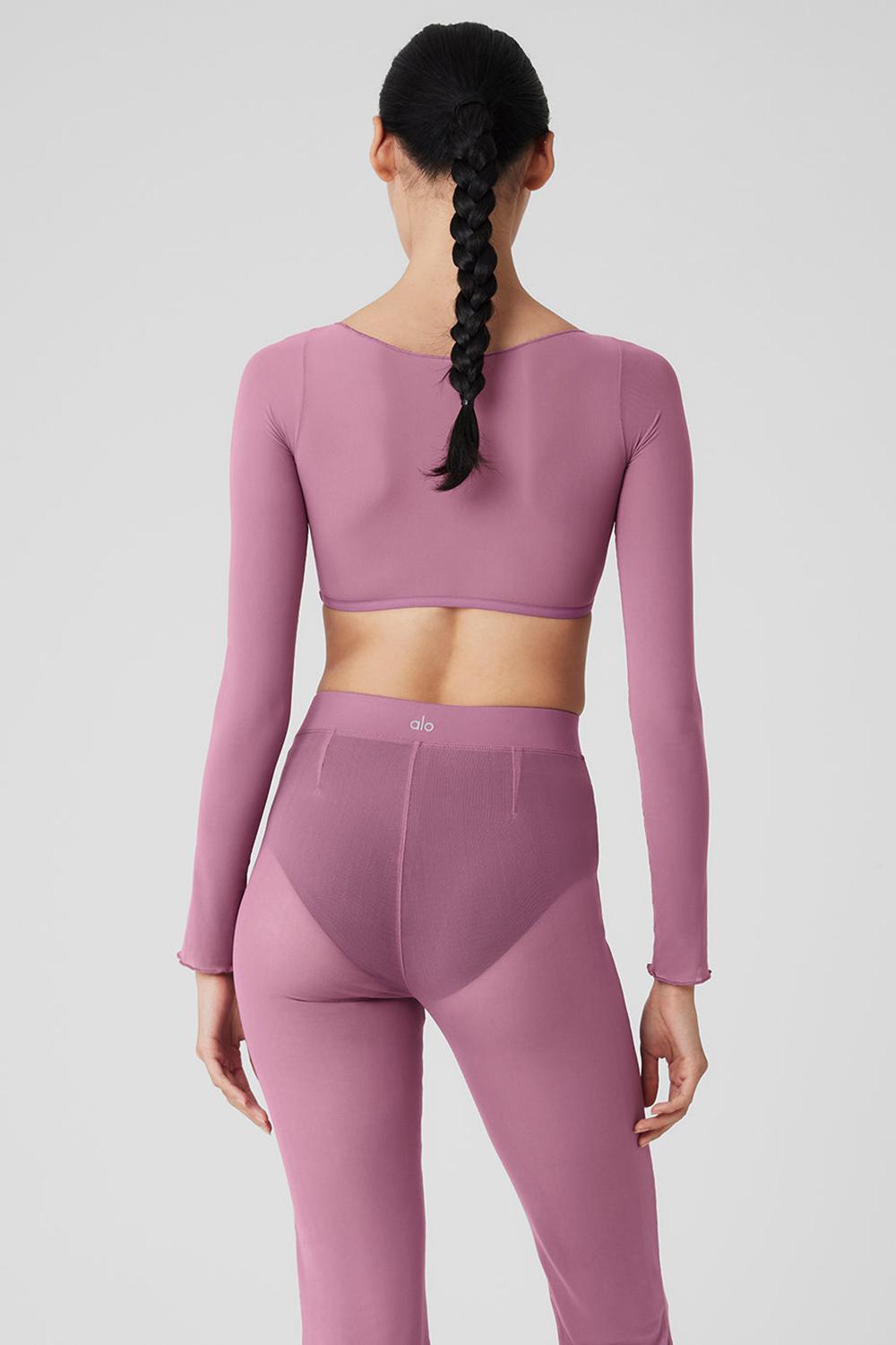 Alo Yoga Mesh Sheer Illusion Cropped Donna Maniche Lunghe Soft Mulberry | Italia  RVK-690471