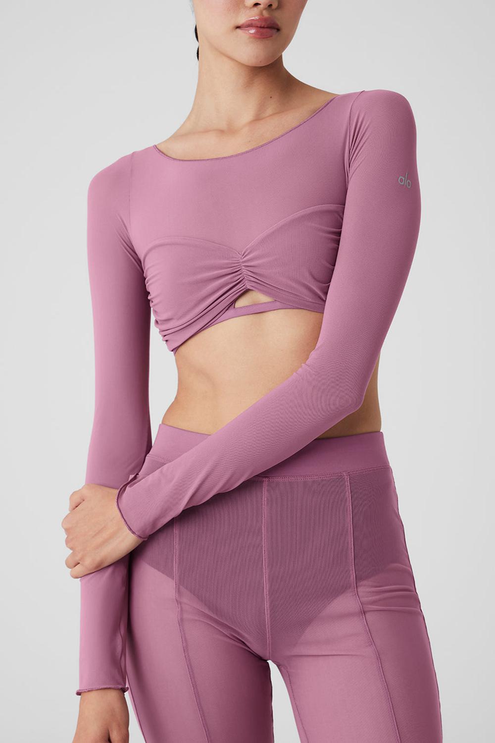 Alo Yoga Mesh Sheer Illusion Cropped Donna Maniche Lunghe Soft Mulberry | Italia  RVK-690471