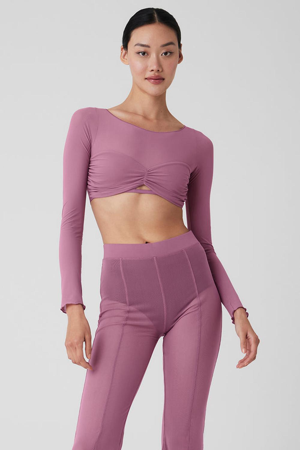 Alo Yoga Mesh Sheer Illusion Cropped Donna Maniche Lunghe Soft Mulberry | Italia  RVK-690471