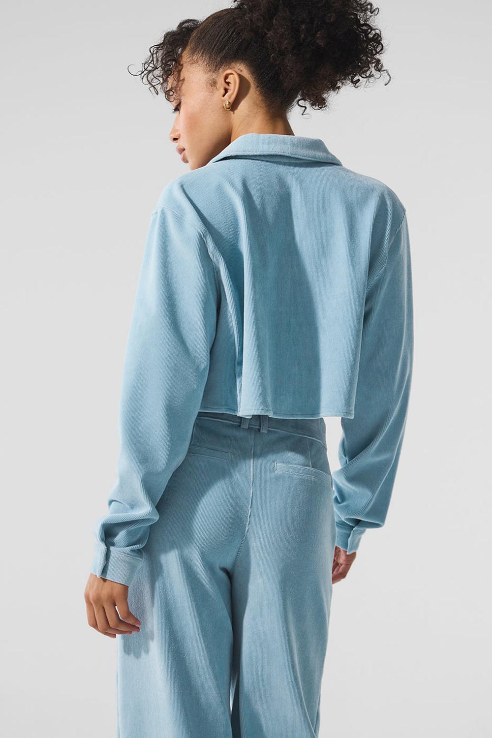 Alo Yoga Micro Corduroy Dreamer Button Down Donna Top Corti Blu | Italia  LQX-821794