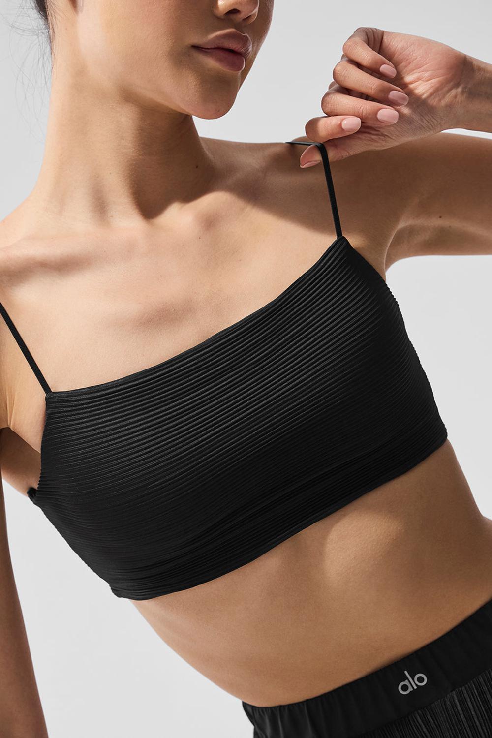 Alo Yoga Micro Plisse Game On Donna Reggiseno Nere | Italia  PRI-854230
