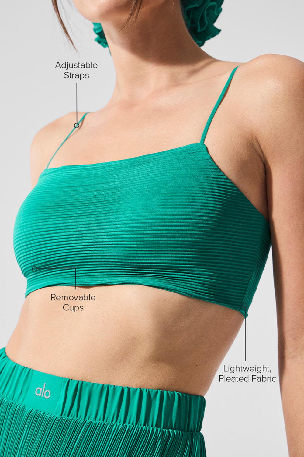 Alo Yoga Micro Plisse Game On Donna Reggiseno Verdi | Italia  FMT-083492