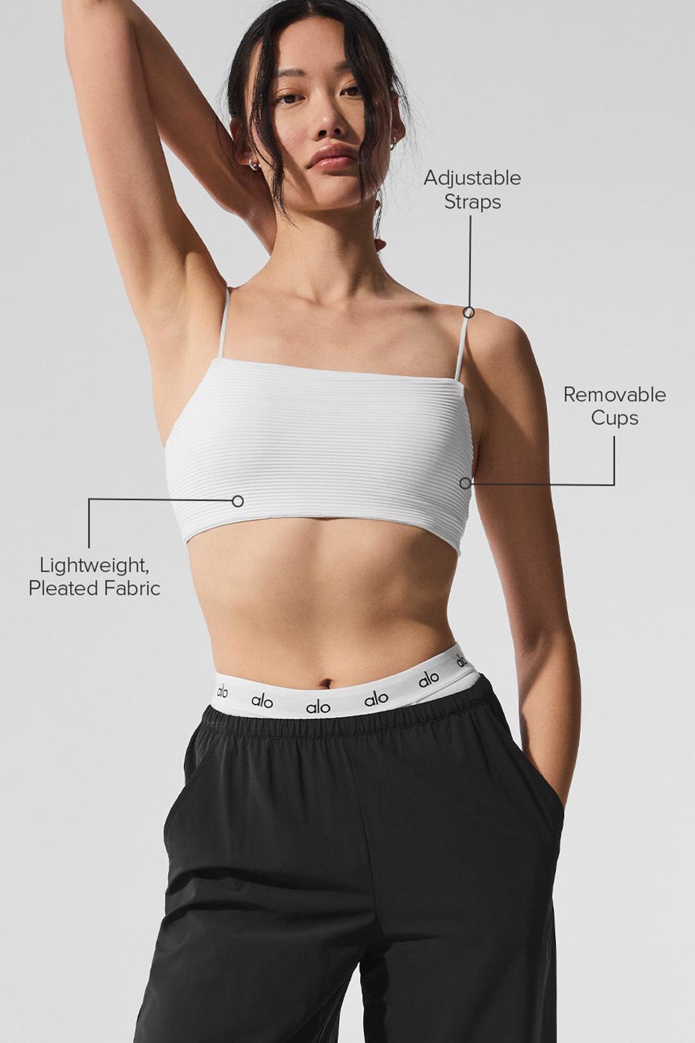 Alo Yoga Micro Plisse Game On Donna Reggiseno Bianche | Italia  BHT-760289
