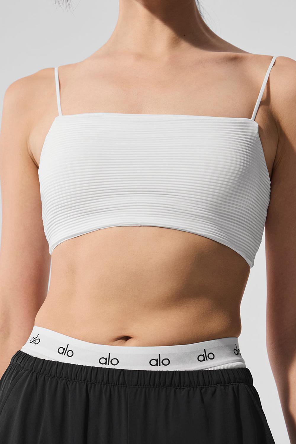 Alo Yoga Micro Plisse Game On Donna Reggiseno Bianche | Italia  BHT-760289