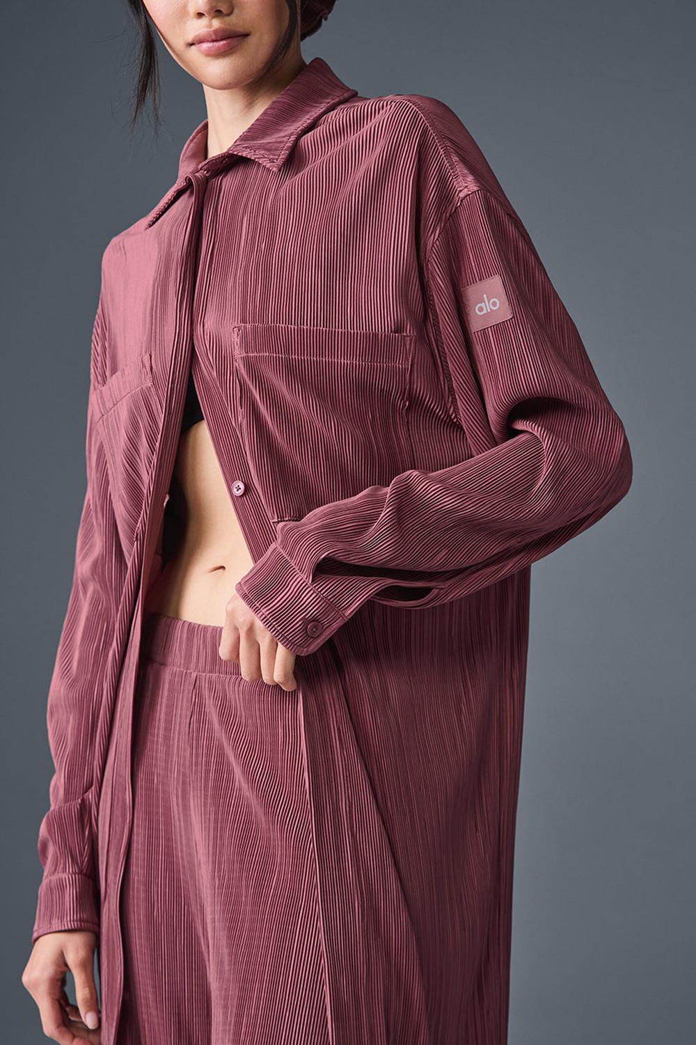 Alo Yoga Micro Plisse Shirt Donna Vestito Bordeaux | Italia  QLJ-985320
