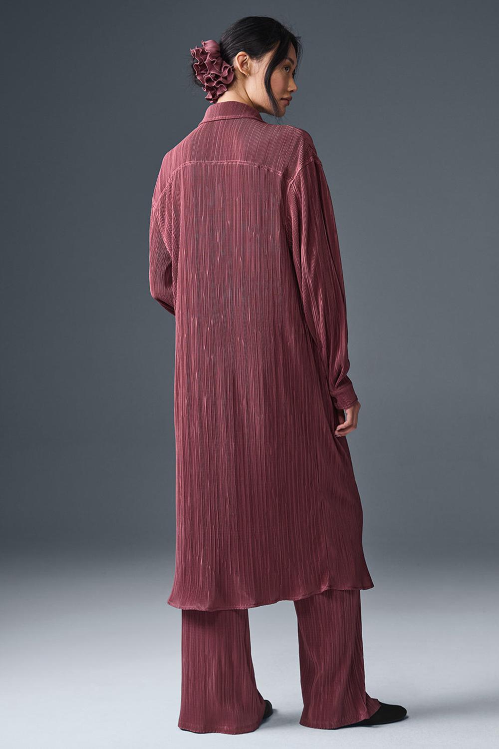 Alo Yoga Micro Plisse Shirt Donna Vestito Bordeaux | Italia  QLJ-985320