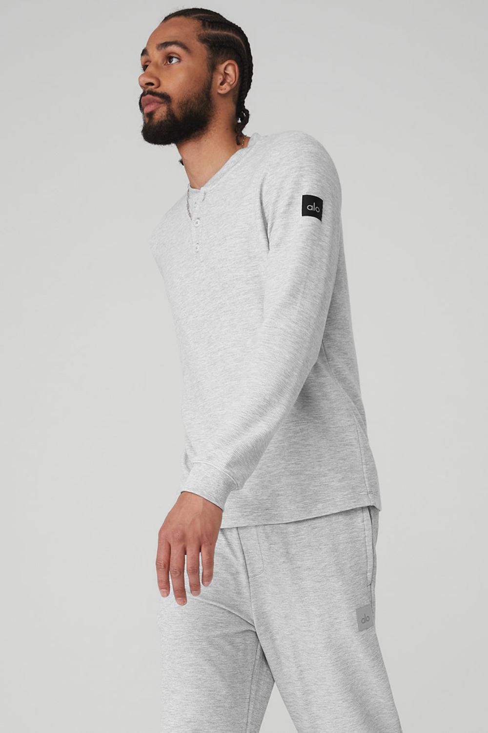 Alo Yoga Micro Waffle Fast Break Henley Uomo Top Grigie | Italia  SGI-652943