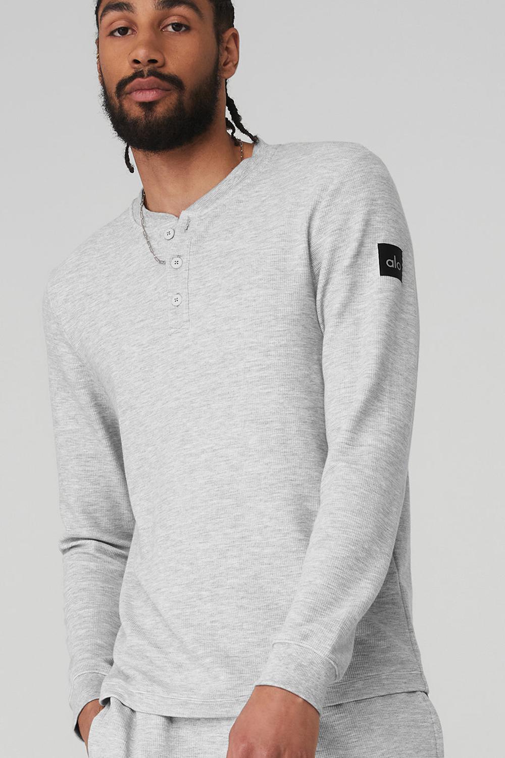 Alo Yoga Micro Waffle Fast Break Henley Uomo Top Grigie | Italia  SGI-652943