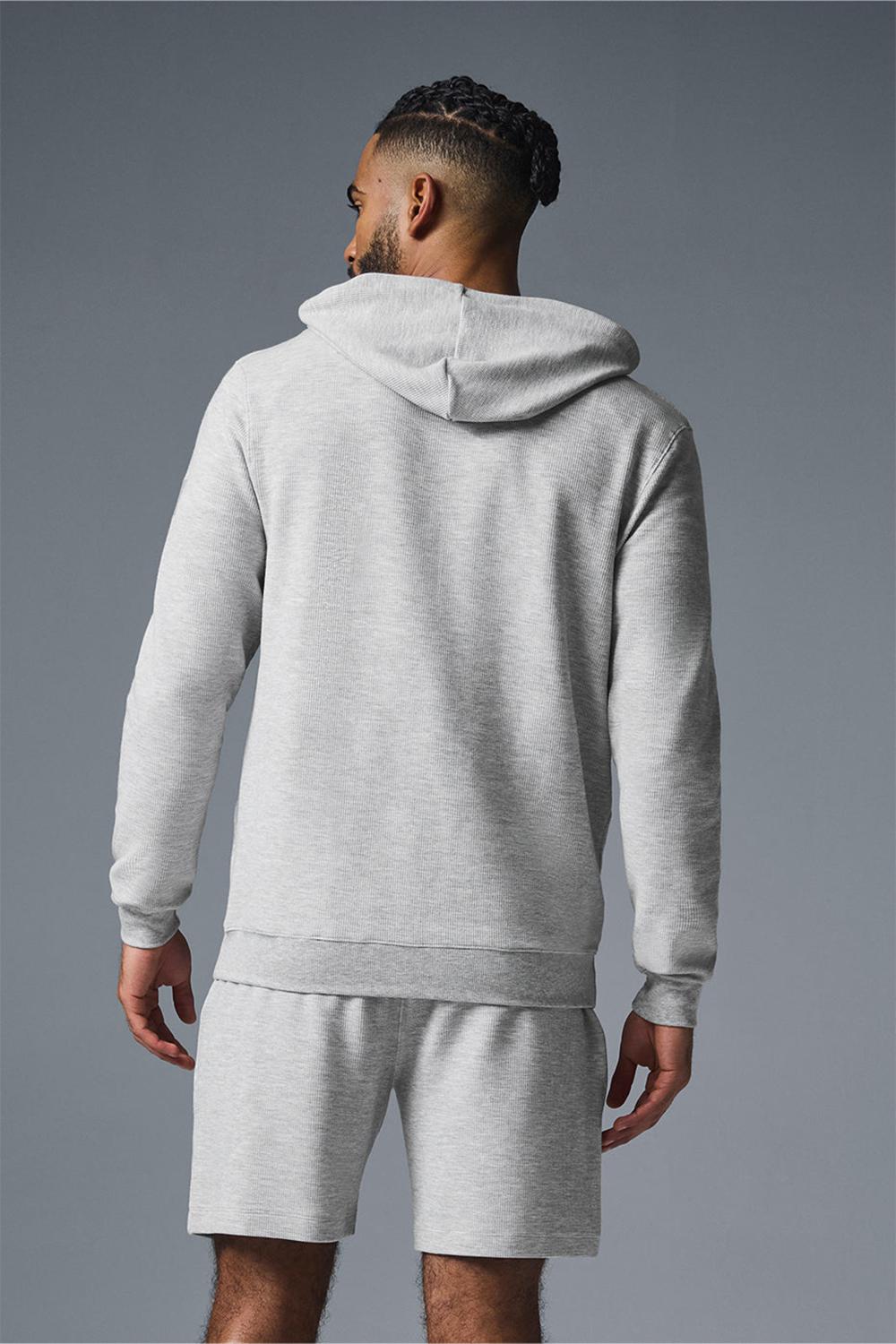 Alo Yoga Micro Waffle Fast Break Uomo Felpa con Cappuccio Grigie | Italia  LBD-648921