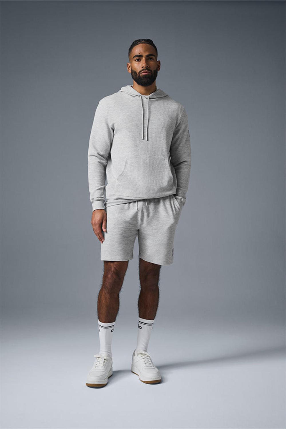 Alo Yoga Micro Waffle Fast Break Uomo Felpa con Cappuccio Grigie | Italia  LBD-648921