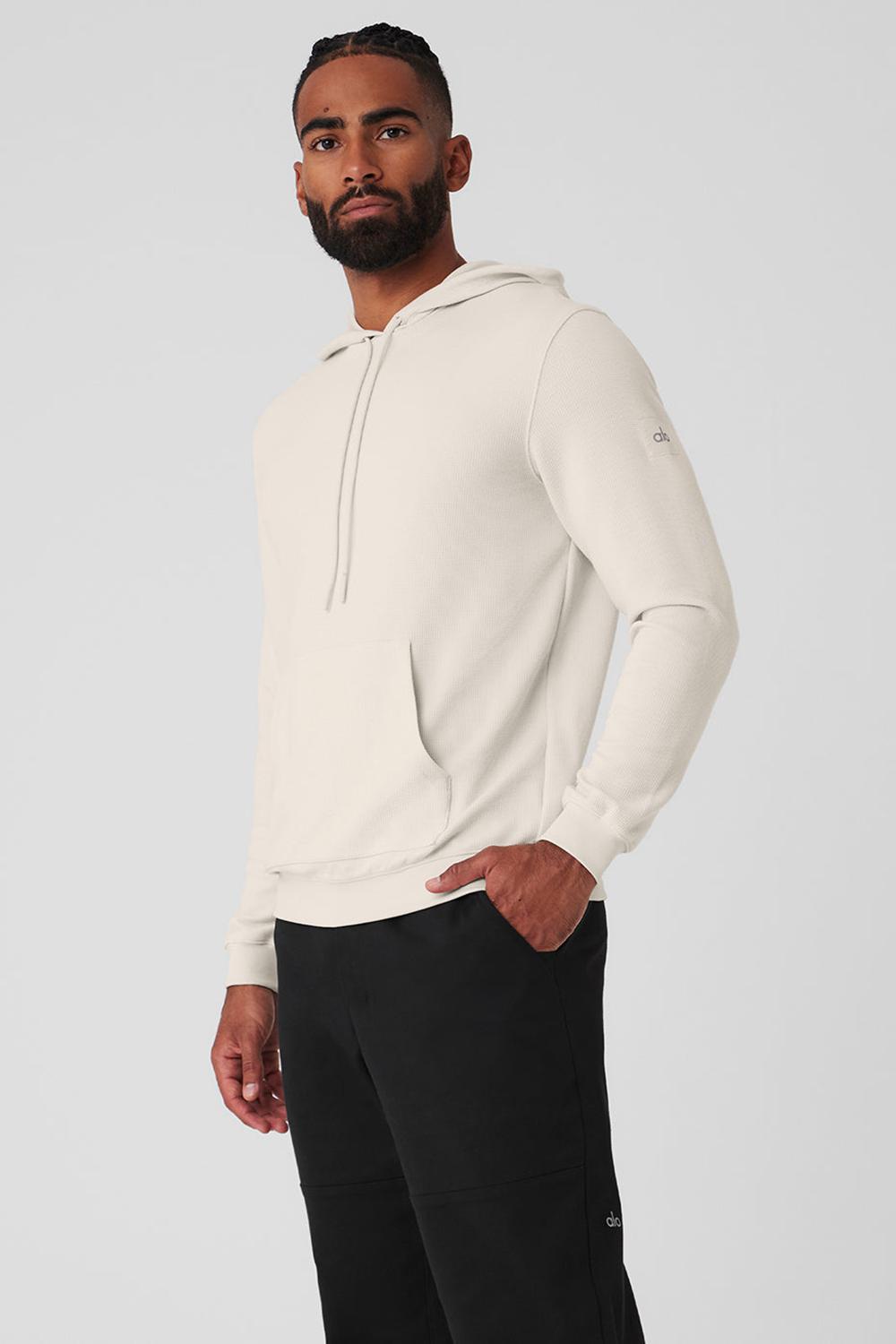 Alo Yoga Micro Waffle Fast Break Uomo Felpa con Cappuccio Bone | Italia  TGV-187245