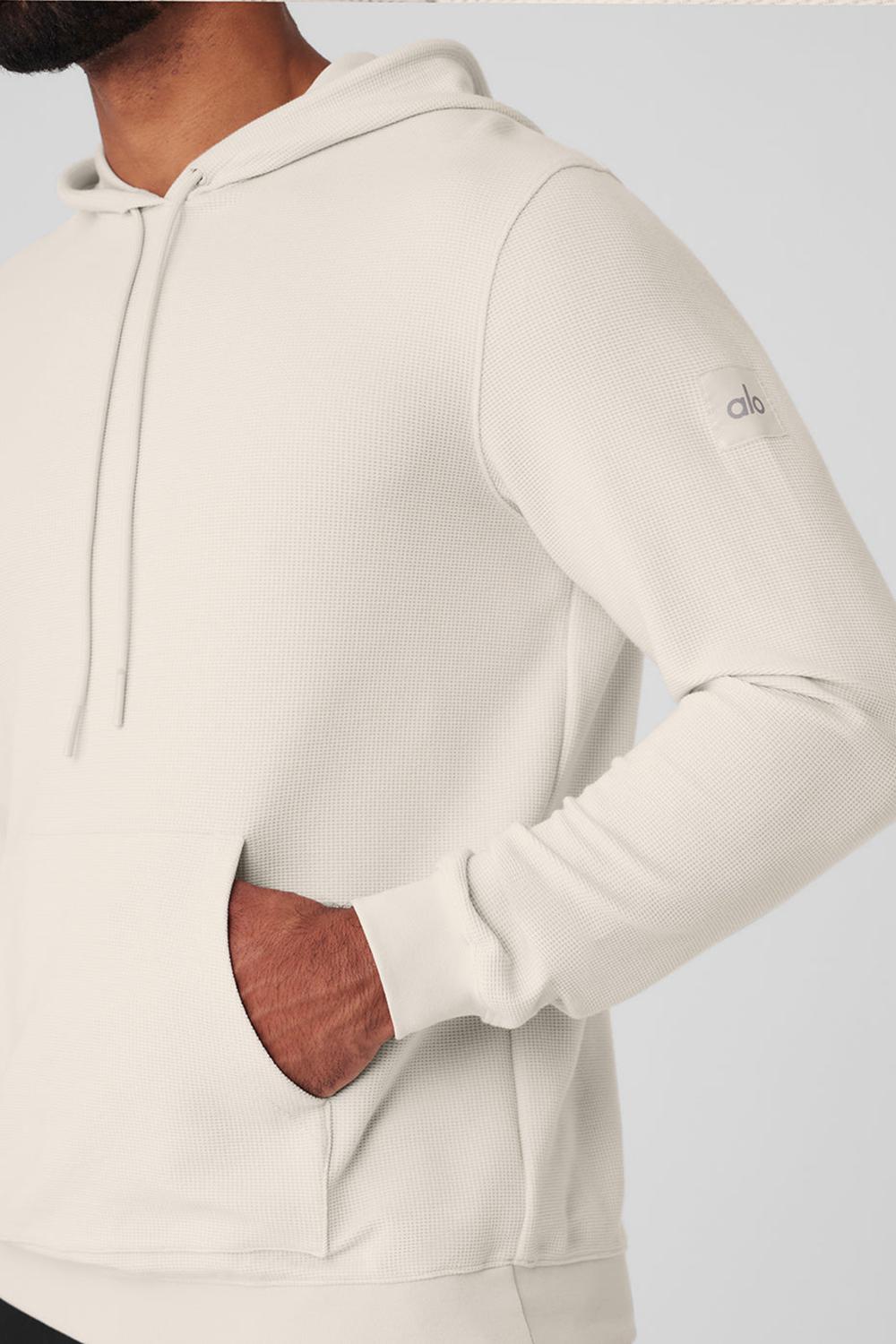 Alo Yoga Micro Waffle Fast Break Uomo Felpa con Cappuccio Bone | Italia  TGV-187245