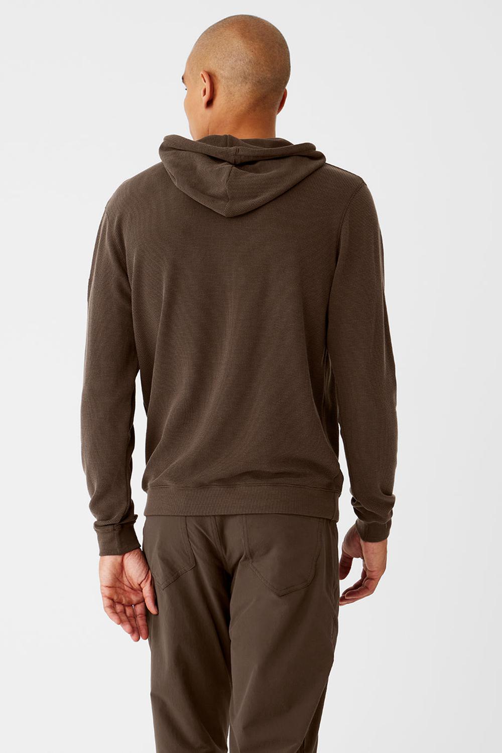 Alo Yoga Micro Waffle Fast Break Uomo Felpa con Cappuccio Espresso | Italia  EHJ-504798