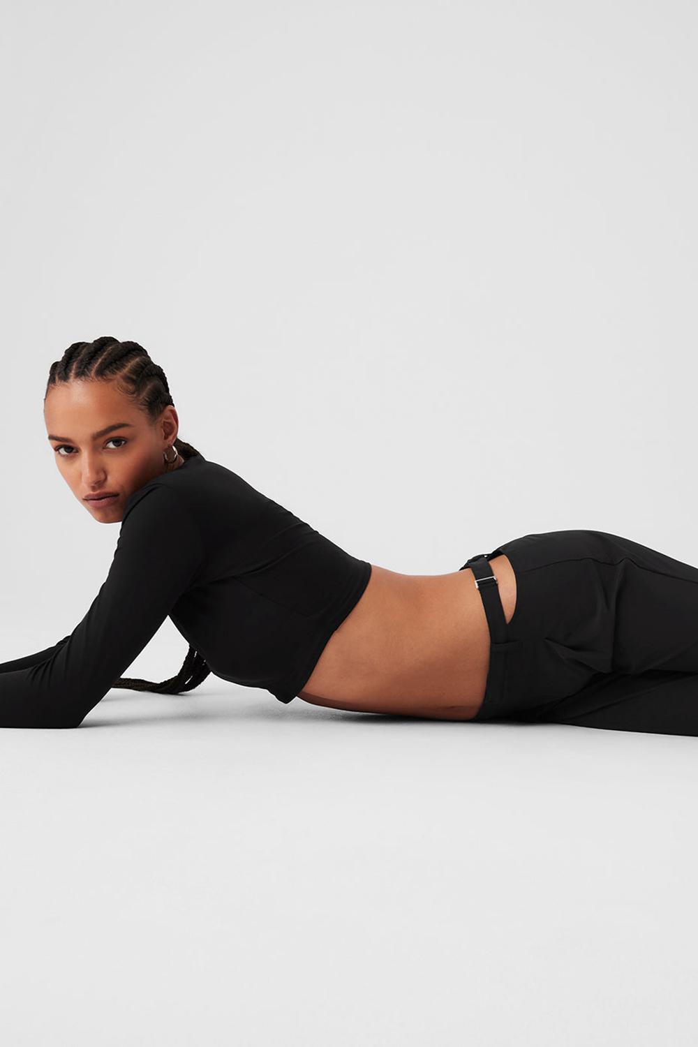 Alo Yoga Mid-Rise Showdown Donna Pant Nere | Italia  PBM-673158
