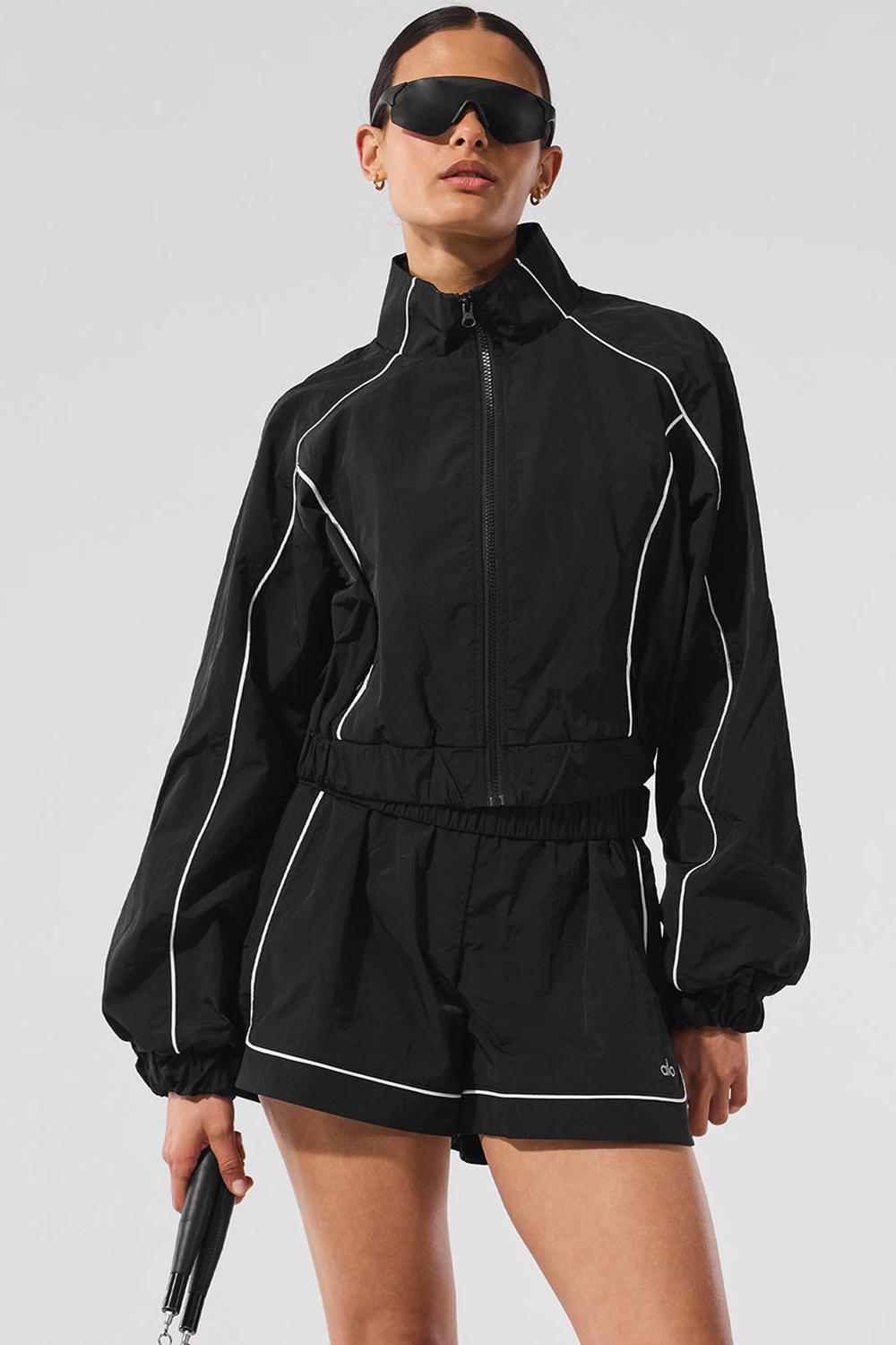 Alo Yoga Motivate Full-Zip Track Donna Giacca Nere Bianche | Italia  FSQ-173650