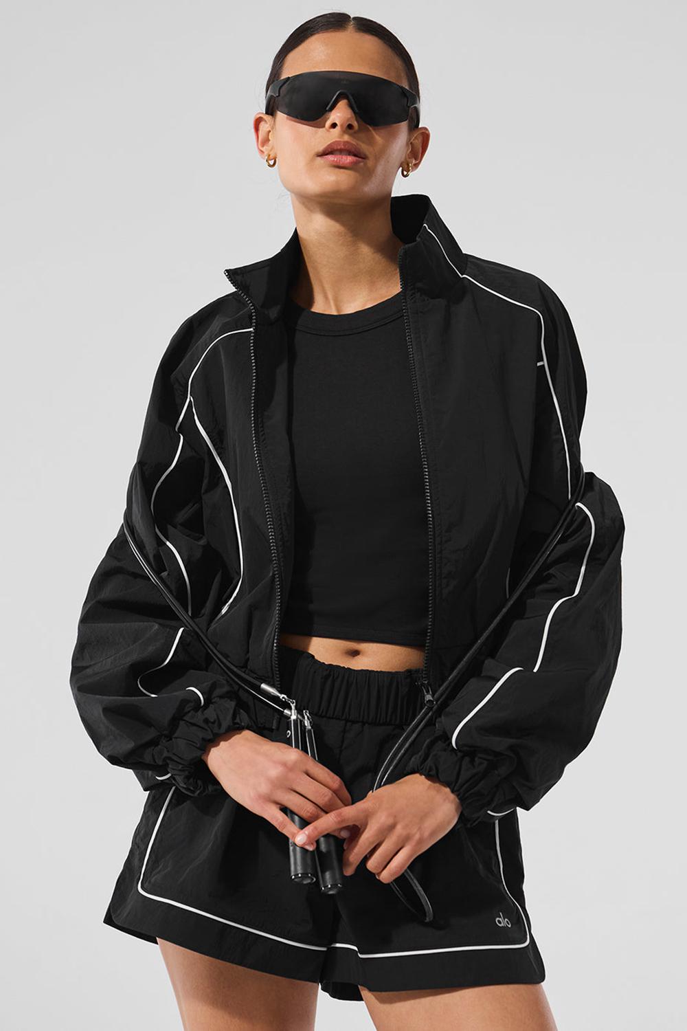 Alo Yoga Motivate Full-Zip Track Donna Giacca Nere Bianche | Italia  FSQ-173650