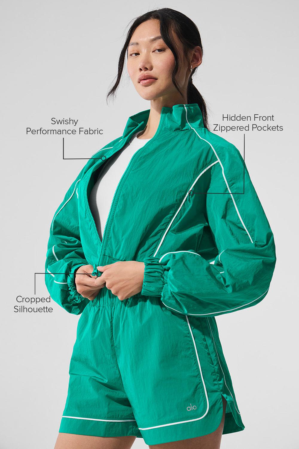 Alo Yoga Motivate Full-Zip Track Donna Giacca Verdi Bianche | Italia  DPW-972415