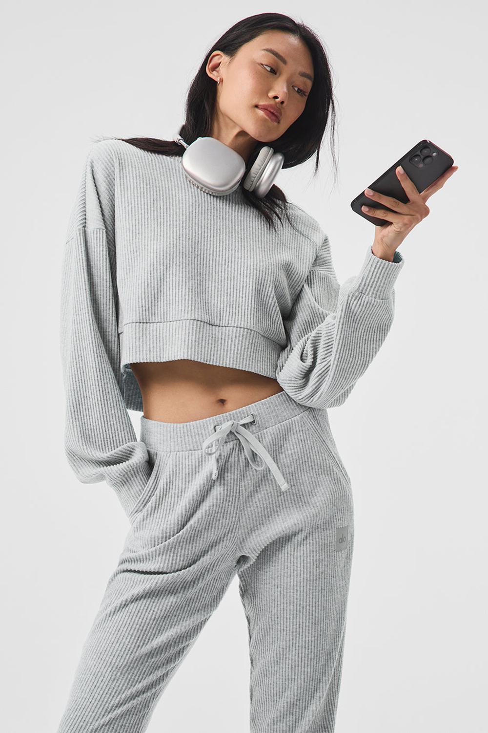 Alo Yoga Muse Donna Felpa con Cappuccio Grigie | Italia  GBS-913624