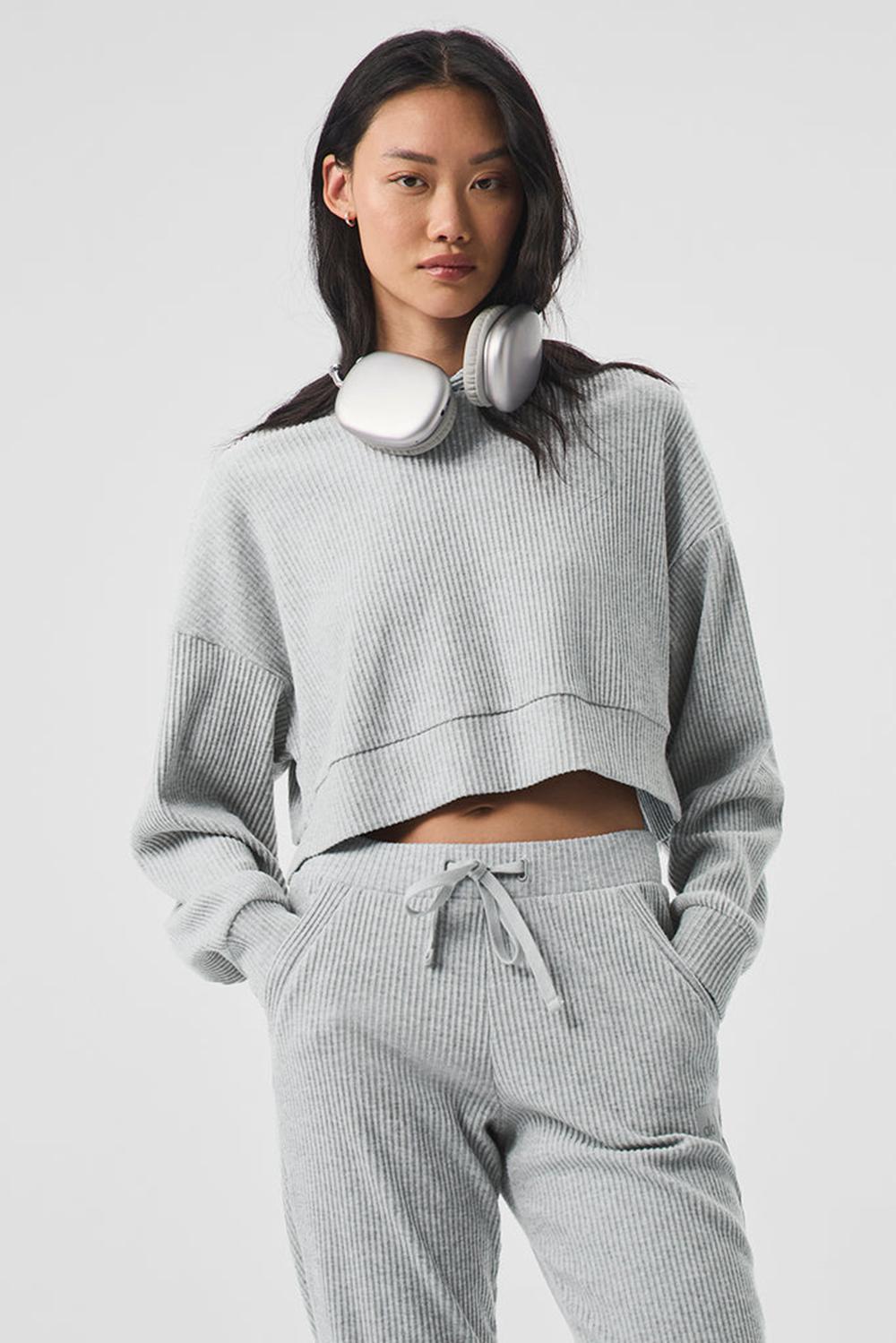 Alo Yoga Muse Donna Felpa con Cappuccio Grigie | Italia  GBS-913624
